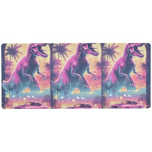 Schreibtisch-Mauspad im Retro-Stil der 90er-Jahre, Dinosaurier-Auto, bunt, groß, zum Schreiben, dünne Matte für Tiere, 80 x 30 cm Schreibtisch-Mauspad im Retro-Stil der 90er-Jahre, Dinosaurier-Auto, bunt, groß, zum Schreiben, dünne Matte für Tiere, 80 x 30 cm von KLL