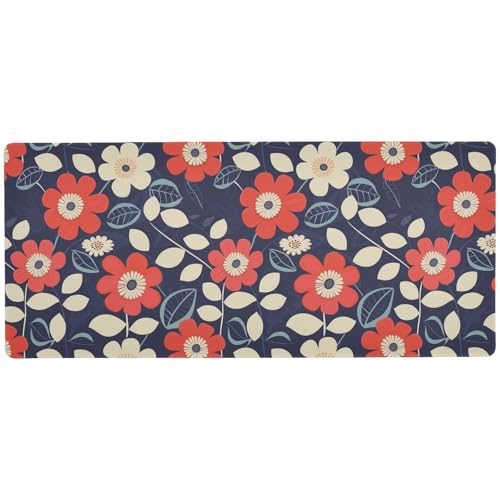 Schreibtisch-Mauspad mit Retro-Blumen, lang, groß, für Reisen, unwaschbar, großes Schreibtisch-Mauspad, Schreibtischmatte, 80 x 30 cm Schreibtisch-Mauspad mit Retro-Blumen, lang, groß, für Reisen, unwaschbar, großes Schreibtisch-Mauspad, Schreibtischmatte, 80 x 30 cm von KLL