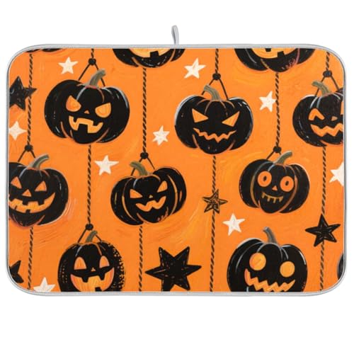 Schwarze Böse Halloween Kürbis Trockenpads für Küchentheke Geschirr Abtropfmatte für Küchentheke Geschirrabtropfmatten für Küche Groß 45,7 x 61 cm Schwarze Böse Halloween Kürbis Trockenpads für Küchentheke Geschirr Abtropfmatte für Küchentheke Geschirrabtropfmatten für Küche Groß 45,7 x 61 cm von KLL