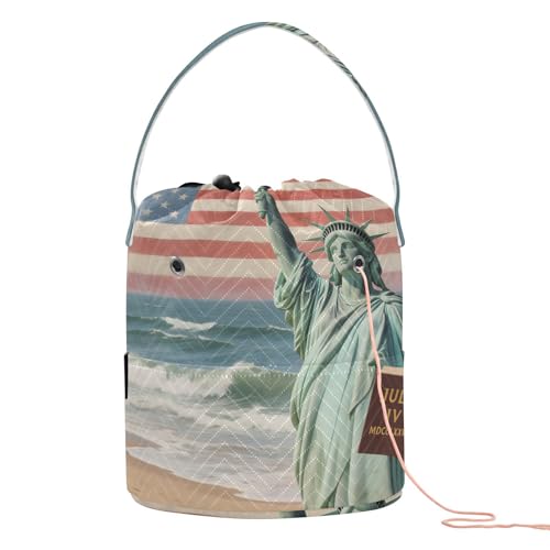 The Statue of Liberty Independence Day Häkeltasche, tragbare Strickprojekt-Taschen für Stricknadeln von KLL