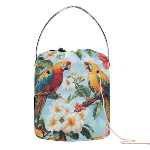 Tropische Pflanzen, Papageien, Tiere, Nadel-Aufbewahrung, tragbare Garn-Reisetasche für Strickwerkzeuge, Regalos para tejer Tropische Pflanzen, Papageien, Tiere, Nadel-Aufbewahrung, tragbare Garn-Reisetasche für Strickwerkzeuge, Regalos para tejer von KLL