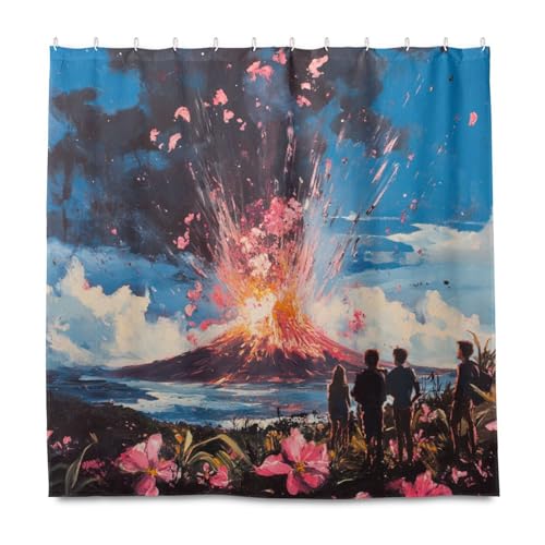 Volcano Erupted Duschvorhang, alle Arten von Blumen, dekorativer wasserabweisender Stoff, bedruckt, mit Haken, Polyester, waschbarer Stoff, langer Duschvorhang, für Badezimmer, Herbstdekoration Volcano Erupted Duschvorhang, alle Arten von Blumen, dekorativer wasserabweisender Stoff, bedruckt, mit Haken, Polyester, waschbarer Stoff, langer Duschvorhang, für Badezimmer, Herbstdekoration von KLL
