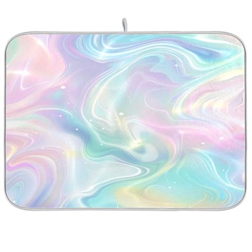 Weicher, pastellfarbener glänzender Hintergrund, Aquarell-Stil, Küchenunterlagen für Theke, Geschirrtrockner, Matte, Küchen-Geschirrmatten zum Trocknen von Geschirr, groß, 45,7 x 61 cm von KLL