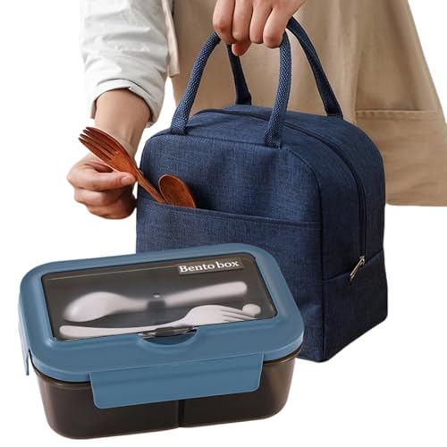 Brotdose mit Fächern,Lunchbox Lunchbox Erwachsene Kinder,Bento Box mit Fächern,Auslaufsichere Brotdose,Salatschüssel mit Dressing Container,Lebensmittel Box,Bento Box für Mikrowellen Geschirrspüler von KLLJ
