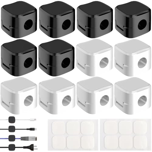 Kabelhalter Schreibtisch Magnetisch,12pcs Kabelhalter Selbstklebend,Kabelclips Magnetisch,Kabelhalter Kabelclips Kabel Management,Magnetische Schreibtisch Kabel Organizer,Kabelhalter Kabelclips von KLLJ