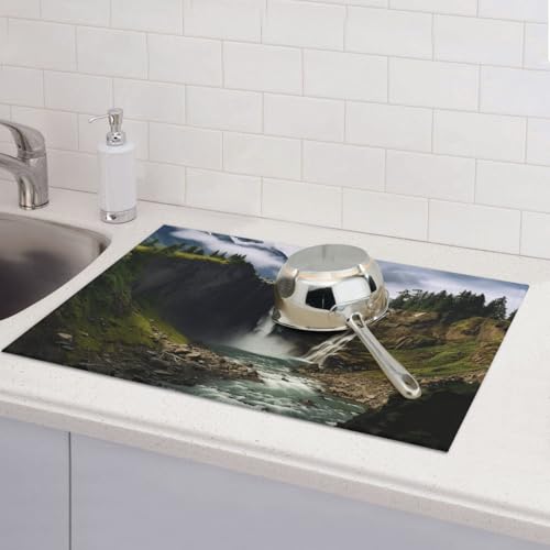 Abtropfmatten für Küchentheke, super saugfähig, wendbar, Mikrofaser, Küchen-Arbeitsplattenschutz, Berg- und Wasserfallgeschirr, Abtropfmatte, 45,7 x 61 cm Abtropfmatten für Küchentheke, super saugfähig, wendbar, Mikrofaser, Küchen-Arbeitsplattenschutz, Berg- und Wasserfallgeschirr, Abtropfmatte, 45,7 x 61 cm von KLLTYHMU