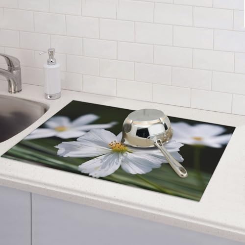 Abtropfmatten für Küchentheke, super saugfähig, wendbar, Mikrofaser, Küchen-Arbeitsplattenschutz, Blumengeschirr, Abtropfmatte, 45,7 x 61 cm von KLLTYHMU