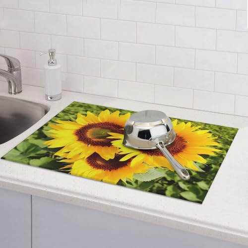 Abtropfmatten für Küchentheke, super saugfähig, wendbar, Mikrofaser, Küchenarbeitsplatte, Schutz in Herzform, Sonnenblumengeschirr, 45,7 x 61 cm Abtropfmatten für Küchentheke, super saugfähig, wendbar, Mikrofaser, Küchenarbeitsplatte, Schutz in Herzform, Sonnenblumengeschirr, 45,7 x 61 cm von KLLTYHMU