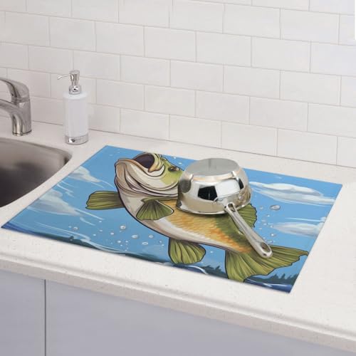Abtropfmatten für Küchentheke, super saugfähig, wendbar, Mikrofaser, Küchenarbeitsplattenschutz, Angeln, Springen aus dem Wasser, Abtropfmatte, 45,7 x 61 cm Abtropfmatten für Küchentheke, super saugfähig, wendbar, Mikrofaser, Küchenarbeitsplattenschutz, Angeln, Springen aus dem Wasser, Abtropfmatte, 45,7 x 61 cm von KLLTYHMU