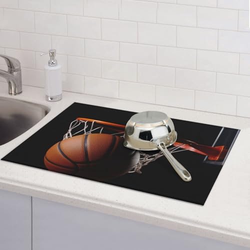 Abtropfmatten für Küchentheke, super saugfähig, wendbar, Mikrofaser, Küchenarbeitsplattenschutz, Basketballgeschirr, Abtropfmatte, 45,7 x 61 cm Abtropfmatten für Küchentheke, super saugfähig, wendbar, Mikrofaser, Küchenarbeitsplattenschutz, Basketballgeschirr, Abtropfmatte, 45,7 x 61 cm von KLLTYHMU