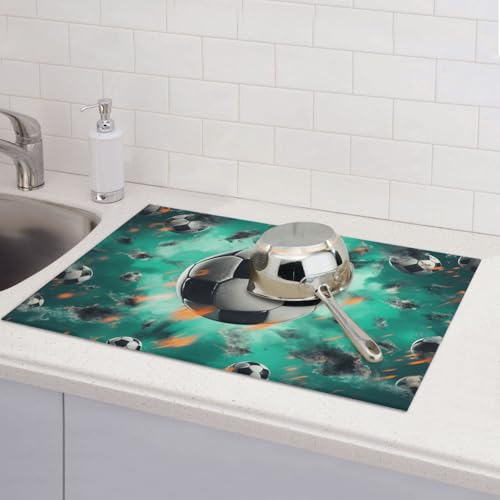 Abtropfmatten für Küchentheke, super saugfähig, wendbar, Mikrofaser, Küchenarbeitsplattenschutz, Fußballgeschirr, Abtropfmatte, 45,7 x 61 cm Abtropfmatten für Küchentheke, super saugfähig, wendbar, Mikrofaser, Küchenarbeitsplattenschutz, Fußballgeschirr, Abtropfmatte, 45,7 x 61 cm von KLLTYHMU