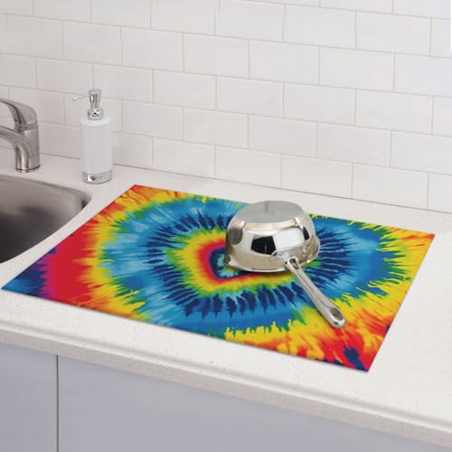 Abtropfmatten für Küchentheke, super saugfähig, wendbar, Mikrofaser, Küchenarbeitsplattenschutz, Herz, Regenbogen, Batik-Trockenunterlage, 45,7 x 61 cm Abtropfmatten für Küchentheke, super saugfähig, wendbar, Mikrofaser, Küchenarbeitsplattenschutz, Herz, Regenbogen, Batik-Trockenunterlage, 45,7 x 61 cm von KLLTYHMU