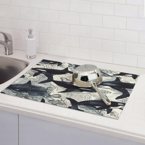 Abtropfmatten für Küchentheke, super saugfähig, wendbar, Mikrofaser, Küchenarbeitsplattenschutz, Killer, Walgeschirr, Abtropfmatte, 45,7 x 61 cm Abtropfmatten für Küchentheke, super saugfähig, wendbar, Mikrofaser, Küchenarbeitsplattenschutz, Killer, Walgeschirr, Abtropfmatte, 45,7 x 61 cm von KLLTYHMU