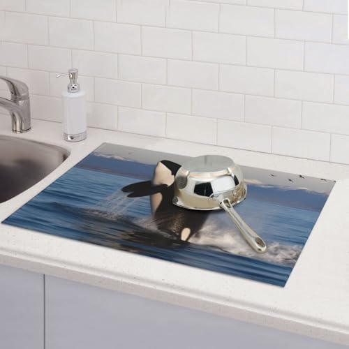Abtropfmatten für Küchentheke, super saugfähig, wendbar, Mikrofaser, Küchenarbeitsplattenschutz, Killer, Walgeschirr, Abtropfmatte, 45,7 x 61 cm von KLLTYHMU