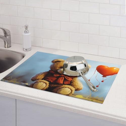 Abtropfmatten für Küchentheke, super saugfähig, wendbar, Mikrofaser, Küchenarbeitsplattenschutz, Miss You Bear Dishes Abtropfmatte, 45,7 x 61 cm Abtropfmatten für Küchentheke, super saugfähig, wendbar, Mikrofaser, Küchenarbeitsplattenschutz, Miss You Bear Dishes Abtropfmatte, 45,7 x 61 cm von KLLTYHMU