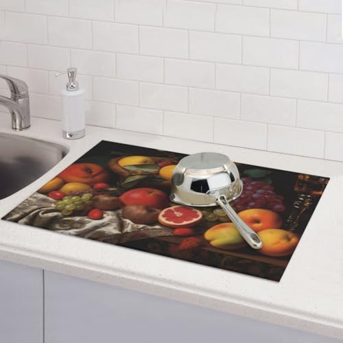 Abtropfmatten für Küchentheke, super saugfähig, wendbar, Mikrofaser, Küchenarbeitsplattenschutz, Obstgeschirr, Abtropfmatte, 45,7 x 61 cm von KLLTYHMU
