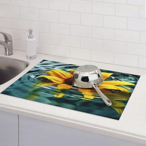 Abtropfmatten für Küchentheke, super saugfähig, wendbar, Mikrofaser, Küchenarbeitsplattenschutz, Sonnenblume im Wasser, Abtropfmatte, 45,7 x 61 cm Abtropfmatten für Küchentheke, super saugfähig, wendbar, Mikrofaser, Küchenarbeitsplattenschutz, Sonnenblume im Wasser, Abtropfmatte, 45,7 x 61 cm von KLLTYHMU