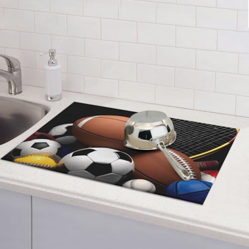 Abtropfmatten für Küchentheke, super saugfähig, wendbar, Mikrofaser, Küchenarbeitsplattenschutz, Sportthema, Abtropfmatte, 45,7 x 61 cm Abtropfmatten für Küchentheke, super saugfähig, wendbar, Mikrofaser, Küchenarbeitsplattenschutz, Sportthema, Abtropfmatte, 45,7 x 61 cm von KLLTYHMU