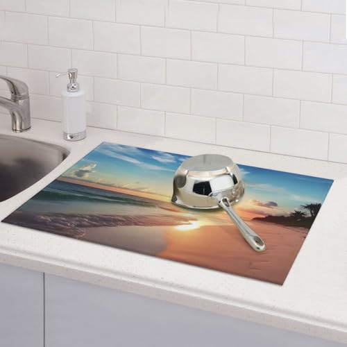 Abtropfmatten für Küchentheke, super saugfähig, wendbar, Mikrofaser, Küchenarbeitsplattenschutz, Strand, Sonnenuntergang, ruhige Gerichte, Abtropfmatte, 45,7 x 61 cm Abtropfmatten für Küchentheke, super saugfähig, wendbar, Mikrofaser, Küchenarbeitsplattenschutz, Strand, Sonnenuntergang, ruhige Gerichte, Abtropfmatte, 45,7 x 61 cm von KLLTYHMU
