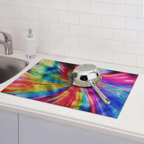 Abtropfmatten für Küchentheke, super saugfähig, wendbar, Mikrofaser, Küchenarbeitsplattenschutz, bunte Batik-Trockenunterlage, 45,7 x 61 cm Abtropfmatten für Küchentheke, super saugfähig, wendbar, Mikrofaser, Küchenarbeitsplattenschutz, bunte Batik-Trockenunterlage, 45,7 x 61 cm von KLLTYHMU