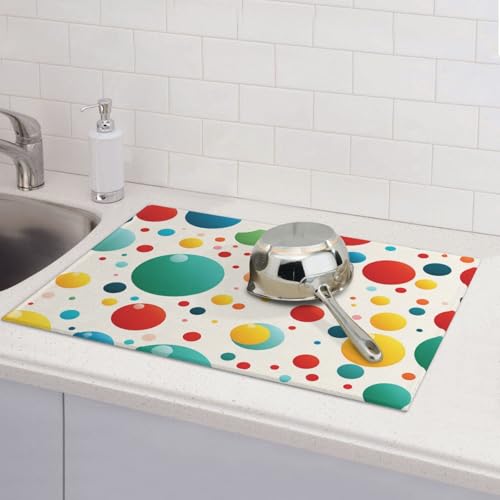 Abtropfmatten für Küchentheke, super saugfähig, wendbar, Mikrofaser, Küchenarbeitsplattenschutz, bunte Punkte, Abtropfmatte, 45,7 x 61 cm Abtropfmatten für Küchentheke, super saugfähig, wendbar, Mikrofaser, Küchenarbeitsplattenschutz, bunte Punkte, Abtropfmatte, 45,7 x 61 cm von KLLTYHMU