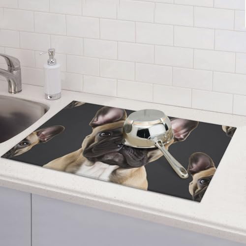 Abtropfmatten für Küchentheke, super saugfähig, wendbar, Mikrofaser, Küchenarbeitsplattenschutz, französische Bulldogge, Abtropfmatte, 45,7 x 61 cm Abtropfmatten für Küchentheke, super saugfähig, wendbar, Mikrofaser, Küchenarbeitsplattenschutz, französische Bulldogge, Abtropfmatte, 45,7 x 61 cm von KLLTYHMU