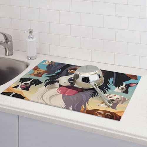 Abtropfmatten für Küchentheke, super saugfähig, wendbar, Mikrofaser, Küchenarbeitsplattenschutz, für die Hunderasse, Abtropfmatte, 45,7 x 61 cm Abtropfmatten für Küchentheke, super saugfähig, wendbar, Mikrofaser, Küchenarbeitsplattenschutz, für die Hunderasse, Abtropfmatte, 45,7 x 61 cm von KLLTYHMU