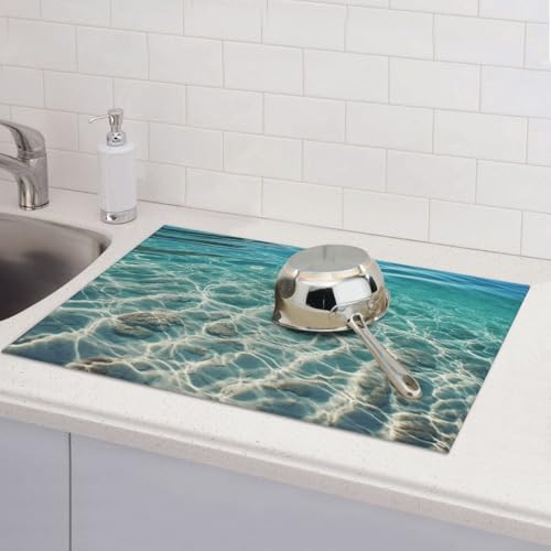 Abtropfmatten für Küchentheke, super saugfähig, wendbar, Mikrofaser, Küchenarbeitsplattenschutz, klares Meerwasser, Abtropfmatte, 45,7 x 61 cm Abtropfmatten für Küchentheke, super saugfähig, wendbar, Mikrofaser, Küchenarbeitsplattenschutz, klares Meerwasser, Abtropfmatte, 45,7 x 61 cm von KLLTYHMU