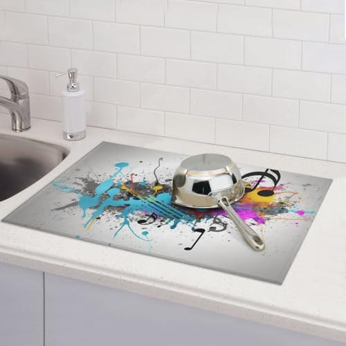 Abtropfmatten für Küchentheke, super saugfähig, wendbar, Mikrofaser, Küchenarbeitsplattenschutz, musikalisch mit Sprühgeschirr, Abtropfmatte, 45,7 x 61 cm Abtropfmatten für Küchentheke, super saugfähig, wendbar, Mikrofaser, Küchenarbeitsplattenschutz, musikalisch mit Sprühgeschirr, Abtropfmatte, 45,7 x 61 cm von KLLTYHMU
