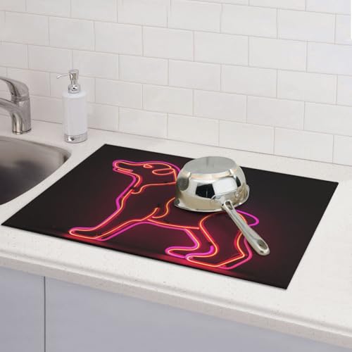Abtropfmatten für Küchentheke, super saugfähig, wendbar, Mikrofaser, Küchenarbeitsplattenschutz, rosa Hundegeschirr, Abtropfmatte, 45,7 x 61 cm Abtropfmatten für Küchentheke, super saugfähig, wendbar, Mikrofaser, Küchenarbeitsplattenschutz, rosa Hundegeschirr, Abtropfmatte, 45,7 x 61 cm von KLLTYHMU
