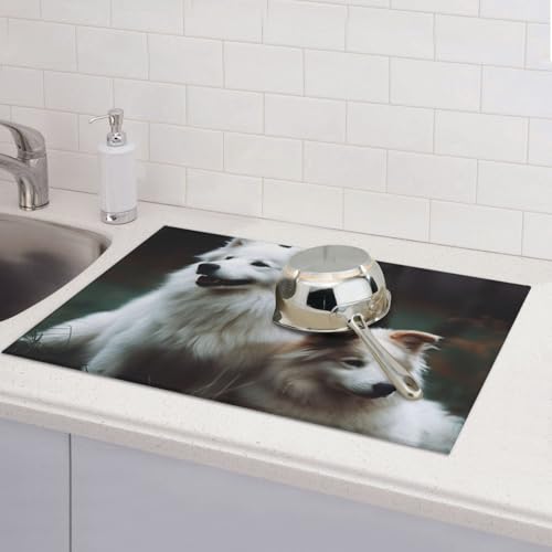 Abtropfmatten für Küchentheke, super saugfähig, wendbar, Mikrofaser, Küchenarbeitsplattenschutz, schöne Hundegeschirr-Trockenunterlage, 45,7 x 61 cm Abtropfmatten für Küchentheke, super saugfähig, wendbar, Mikrofaser, Küchenarbeitsplattenschutz, schöne Hundegeschirr-Trockenunterlage, 45,7 x 61 cm von KLLTYHMU