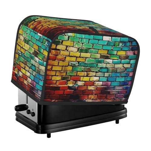 Bunte Backstein-Toaster-Abdeckung für 2 Scheiben, zwei Scheiben, Brotmaschinen-Abdeckungen, gesteppte Toaster-Abdeckung, Universalgröße, Küchen-Abdeckung für kleine Geräte mit Tragegriff oben von KLLTYHMU