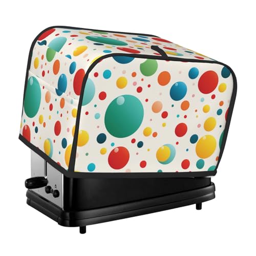 Bunte Tupfen-Toaster-Abdeckung, 2 Scheiben, Doppelscheiben-Brotmaschinen-Abdeckungen, gesteppter Toaster, Staubschutz, Universalgröße, Küche, kleine Geräteschneidabdeckung mit Tragegriff oben von KLLTYHMU