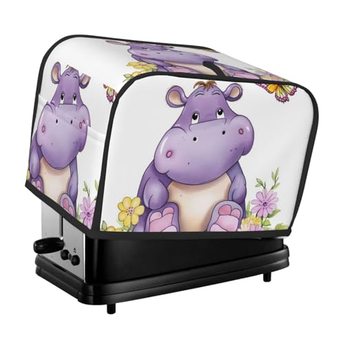 Butterfly and Hippo Toaster-Abdeckung, 2 Scheiben, Brotmaschinen-Abdeckungen, gesteppter Toaster, Staubschutz, Universalgröße, Küchen-Abdeckung für kleine Geräte mit Tragegriff oben von KLLTYHMU