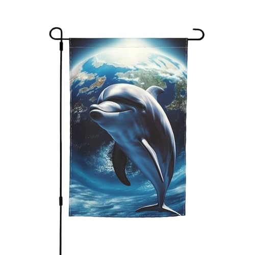 Gartenflagge, 30,5 x 45,7 cm, doppelseitig, Frühling, Sommer, Willkommensgartenflagge, Delfin, Erde, Outdoor-Dekoration, Banner, Hofflagge, saisonales Urlaubsbanner für den Außenbereich, saisonale Gartenflagge, 30,5 x 45,7 cm, doppelseitig, Frühling, Sommer, Willkommensgartenflagge, Delfin, Erde, Outdoor-Dekoration, Banner, Hofflagge, saisonales Urlaubsbanner für den Außenbereich, saisonale von KLLTYHMU