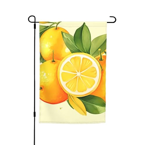 Gartenflagge, 30,5 x 45,7 cm, doppelseitig, für Frühling, Sommer, Willkommensgarten, Aquarell, Zitrone, Obst, Outdoor-Dekoration, Banner, Hofflagge, saisonales Urlaubsbanner für den Außenbereich von KLLTYHMU