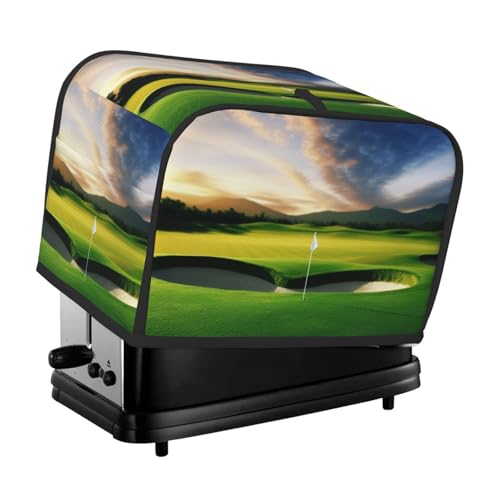 Golfplatz-Toaster-Abdeckung, 2 Scheiben, Brotmaschinen-Abdeckungen, gesteppter Toaster, Staubschutz, Universalgröße, Küchen-Abdeckung für kleine Geräte mit Tragegriff oben von KLLTYHMU