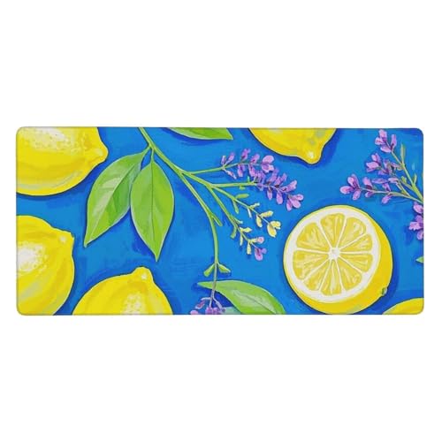 Großes Gaming-Mauspad, 40,6 x 90,2 cm, rutschfestes, verlängertes XXL-Mauspad, lange Schreibtischunterlage mit genähten Kanten, für Tastatur, Heimbüro, Gaming, Arbeit, Zitronenblau, Gelb Großes Gaming-Mauspad, 40,6 x 90,2 cm, rutschfestes, verlängertes XXL-Mauspad, lange Schreibtischunterlage mit genähten Kanten, für Tastatur, Heimbüro, Gaming, Arbeit, Zitronenblau, Gelb von KLLTYHMU