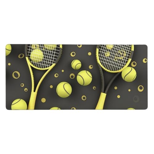 Großes Gaming-Mauspad, 40,6 x 90,2 cm, rutschfestes, verlängertes XXL-Mauspad, lange Schreibtischunterlage mit genähten Kanten, für Tastatur, Heimbüro, Gaming, Arbeit, lustige Tennisschläger und Großes Gaming-Mauspad, 40,6 x 90,2 cm, rutschfestes, verlängertes XXL-Mauspad, lange Schreibtischunterlage mit genähten Kanten, für Tastatur, Heimbüro, Gaming, Arbeit, lustige Tennisschläger und von KLLTYHMU