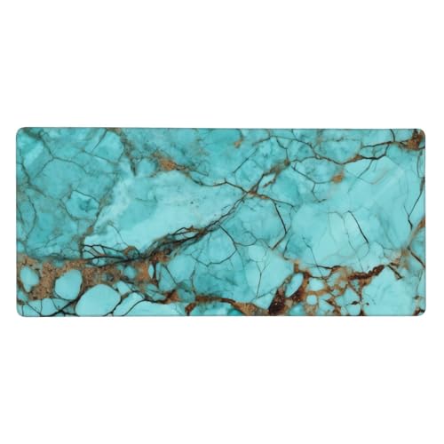 Großes Gaming-Mauspad, 40,6 x 90,2 cm, rutschfestes, verlängertes XXL-Mauspad, lange Schreibtischunterlage mit genähten Kanten, für Tastatur, Heimbüro, Gaming, Arbeit, türkisfarbener Marmor, große Großes Gaming-Mauspad, 40,6 x 90,2 cm, rutschfestes, verlängertes XXL-Mauspad, lange Schreibtischunterlage mit genähten Kanten, für Tastatur, Heimbüro, Gaming, Arbeit, türkisfarbener Marmor, große von KLLTYHMU