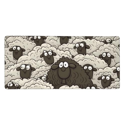 Großes Gaming-Mauspad, 40,6 x 90,2 cm, rutschfestes, verlängertes XXL-Mauspad, lange Schreibtischunterlage mit genähten Kanten, für Tastatur, Zuhause, Büro, Gaming, Arbeit, Cartoon, schwarz-weißes Großes Gaming-Mauspad, 40,6 x 90,2 cm, rutschfestes, verlängertes XXL-Mauspad, lange Schreibtischunterlage mit genähten Kanten, für Tastatur, Zuhause, Büro, Gaming, Arbeit, Cartoon, schwarz-weißes von KLLTYHMU