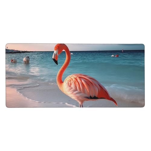Großes Gaming-Mauspad, 40,6 x 90,2 cm, rutschfestes, verlängertes XXL-Mauspad, lange Schreibtischunterlage mit genähten Kanten, für Tastatur, Zuhause, Büro, Gaming, Arbeit, Flamingo am Strand, große Großes Gaming-Mauspad, 40,6 x 90,2 cm, rutschfestes, verlängertes XXL-Mauspad, lange Schreibtischunterlage mit genähten Kanten, für Tastatur, Zuhause, Büro, Gaming, Arbeit, Flamingo am Strand, große von KLLTYHMU
