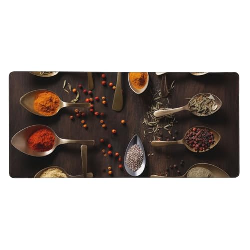 Großes Gaming-Mauspad, 40,6 x 90,2 cm, rutschfestes, verlängertes XXL-Mauspad, lange Schreibtischunterlage mit genähten Kanten, für Tastatur, Zuhause, Büro, Gaming, Arbeit, verschiedene Gewürze, große von KLLTYHMU