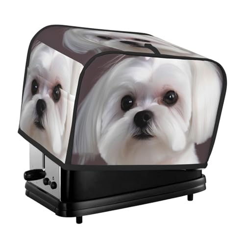 Hübsche Malteser-Hunde-Toaster-Abdeckung, 2 Scheiben, Brotmaschinen-Abdeckungen, gesteppter Toaster, Staubschutz, Universalgröße, Küchen-Abdeckung für kleine Geräte mit Tragegriff oben Hübsche Malteser-Hunde-Toaster-Abdeckung, 2 Scheiben, Brotmaschinen-Abdeckungen, gesteppter Toaster, Staubschutz, Universalgröße, Küchen-Abdeckung für kleine Geräte mit Tragegriff oben von KLLTYHMU