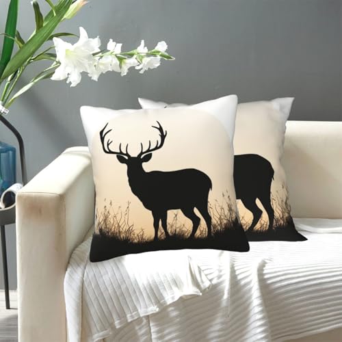 KLLTYHMU Dekorativer Kissenbezug mit Hirsch-Silhouette, für den Außenbereich, gemütlicher Bauernhaus-Kissenbezug mit verstecktem Reißverschluss, für Sofa, Couch, Schlafzimmer, Heimdekoration, 40,6 x KLLTYHMU Dekorativer Kissenbezug mit Hirsch-Silhouette, für den Außenbereich, gemütlicher Bauernhaus-Kissenbezug mit verstecktem Reißverschluss, für Sofa, Couch, Schlafzimmer, Heimdekoration, 40,6 x von KLLTYHMU