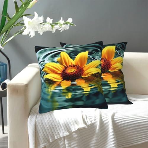 KLLTYHMU Dekorativer Kissenbezug mit Sonnenblume im Wasser, für den Außenbereich, gemütlicher Bauernhaus-Kissenbezug mit verstecktem Reißverschluss, für Sofa, Couch, Schlafzimmer, Heimdekoration, 45,7 KLLTYHMU Dekorativer Kissenbezug mit Sonnenblume im Wasser, für den Außenbereich, gemütlicher Bauernhaus-Kissenbezug mit verstecktem Reißverschluss, für Sofa, Couch, Schlafzimmer, Heimdekoration, 45,7 von KLLTYHMU