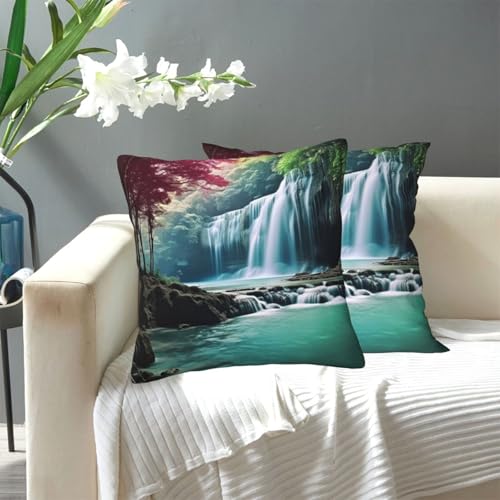 KLLTYHMU Dekorativer Kissenbezug mit Wasserfall-Motiv und natürlicher Landschaft, gemütlicher Bauernhaus-Kissenbezug mit verstecktem Reißverschluss, für Sofa, Couch, Schlafzimmer, Heimdekoration, 30,5 KLLTYHMU Dekorativer Kissenbezug mit Wasserfall-Motiv und natürlicher Landschaft, gemütlicher Bauernhaus-Kissenbezug mit verstecktem Reißverschluss, für Sofa, Couch, Schlafzimmer, Heimdekoration, 30,5 von KLLTYHMU