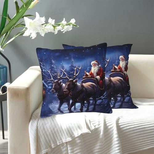 KLLTYHMU Dekorativer Kissenbezug mit Weihnachtsmann und Hirsch, für den Außenbereich, gemütlicher Bauernhaus-Kissenbezug mit verstecktem Reißverschluss, für Sofa, Couch, Schlafzimmer, Heimdekoration KLLTYHMU Dekorativer Kissenbezug mit Weihnachtsmann und Hirsch, für den Außenbereich, gemütlicher Bauernhaus-Kissenbezug mit verstecktem Reißverschluss, für Sofa, Couch, Schlafzimmer, Heimdekoration von KLLTYHMU