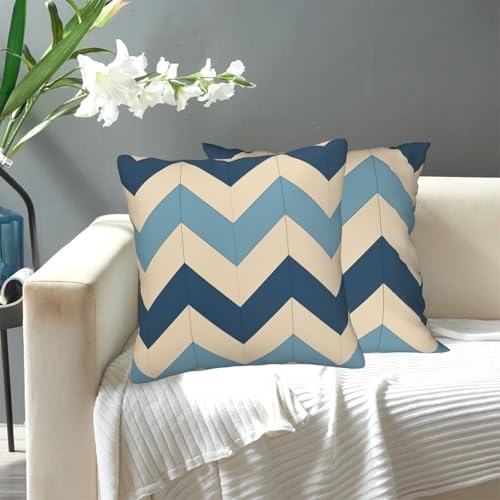 KLLTYHMU Dekorativer Kissenbezug mit verstecktem Reißverschluss, für Sofa, Couch, Schlafzimmer, Heimdekoration, 45,7 x 45,7 cm, Blau / Beige KLLTYHMU Dekorativer Kissenbezug mit verstecktem Reißverschluss, für Sofa, Couch, Schlafzimmer, Heimdekoration, 45,7 x 45,7 cm, Blau / Beige von KLLTYHMU