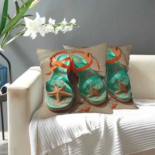 KLLTYHMU Flip-Flops On A Sandy Beach Wurfkissenbezug, modern, dekorativ, für draußen, gemütlicher Bauernhaus-Kissenbezug mit verstecktem Reißverschluss, für Sofa, Couch, Schlafzimmer, Heimdekoration KLLTYHMU Flip-Flops On A Sandy Beach Wurfkissenbezug, modern, dekorativ, für draußen, gemütlicher Bauernhaus-Kissenbezug mit verstecktem Reißverschluss, für Sofa, Couch, Schlafzimmer, Heimdekoration von KLLTYHMU